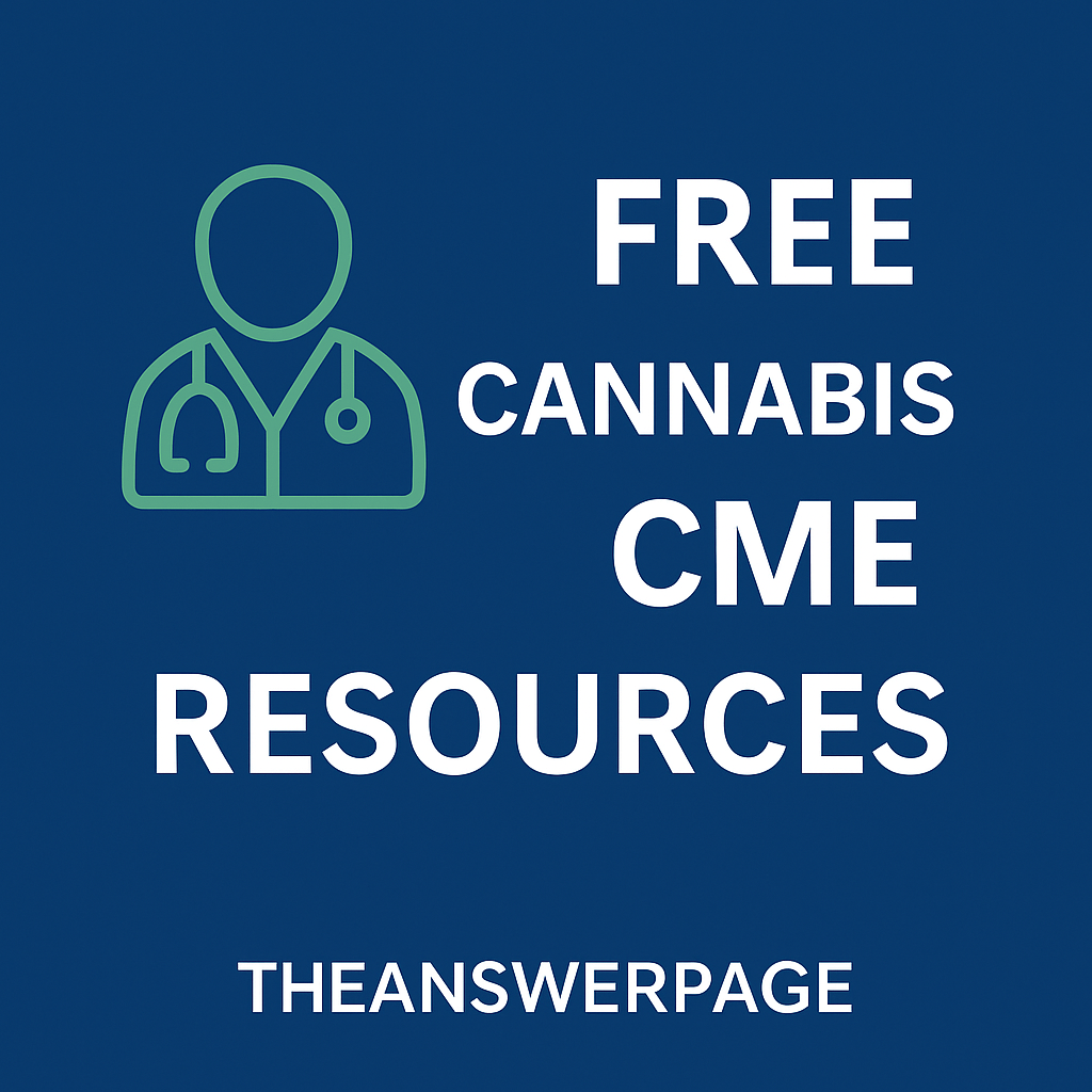 Healthcare professional studying free cannabis CME module on laptop — TheAnswerPage.com